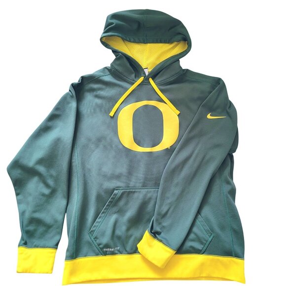 Nike Other - Nike Oregon Ducks Therma-Fit Hoodie XL Green & Yellow Pullover Sweatshirt Mens